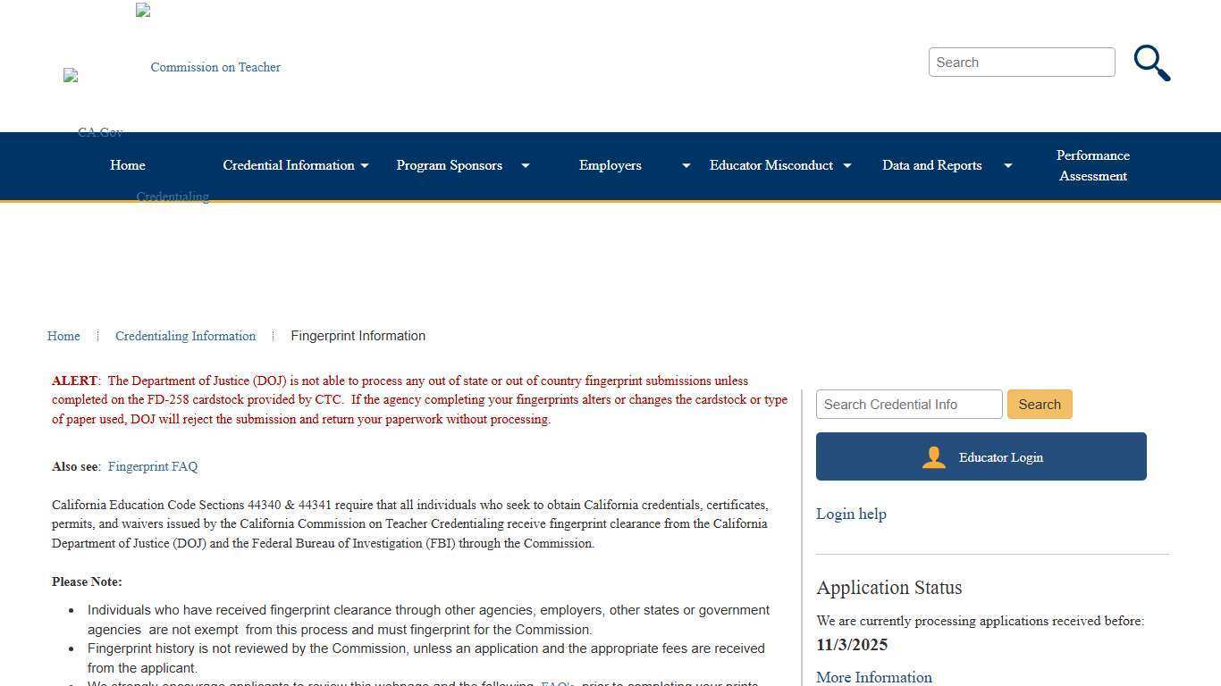 Fingerprint Information